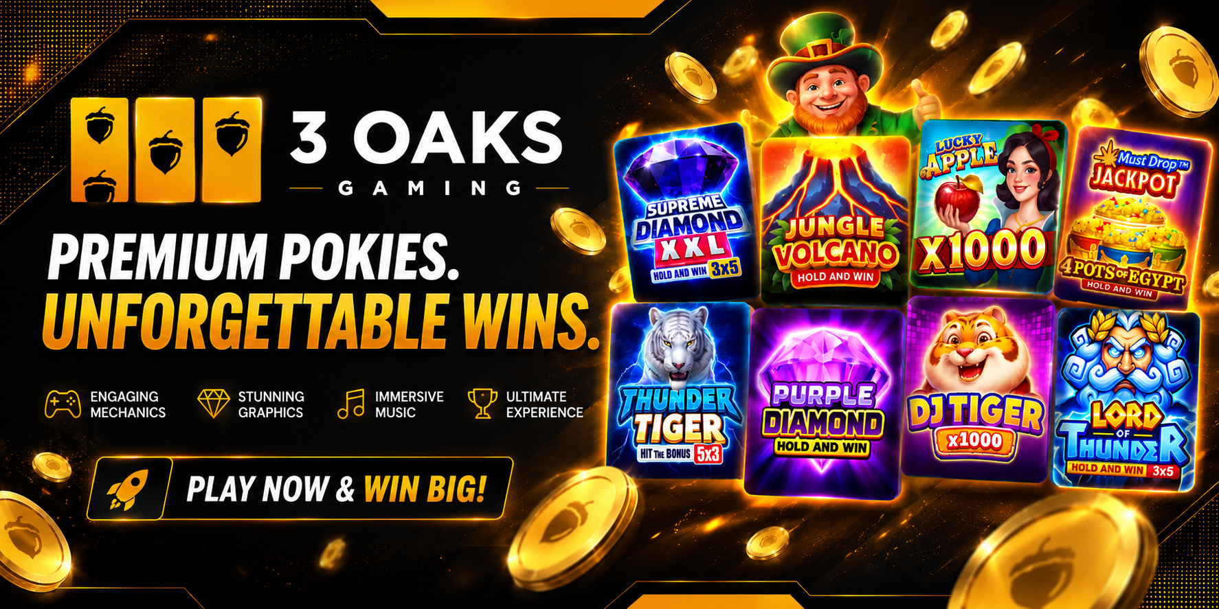 Best 3 Oaks Pokies in Australia: Explore Featured Online Pokies and Hold and Win Games
