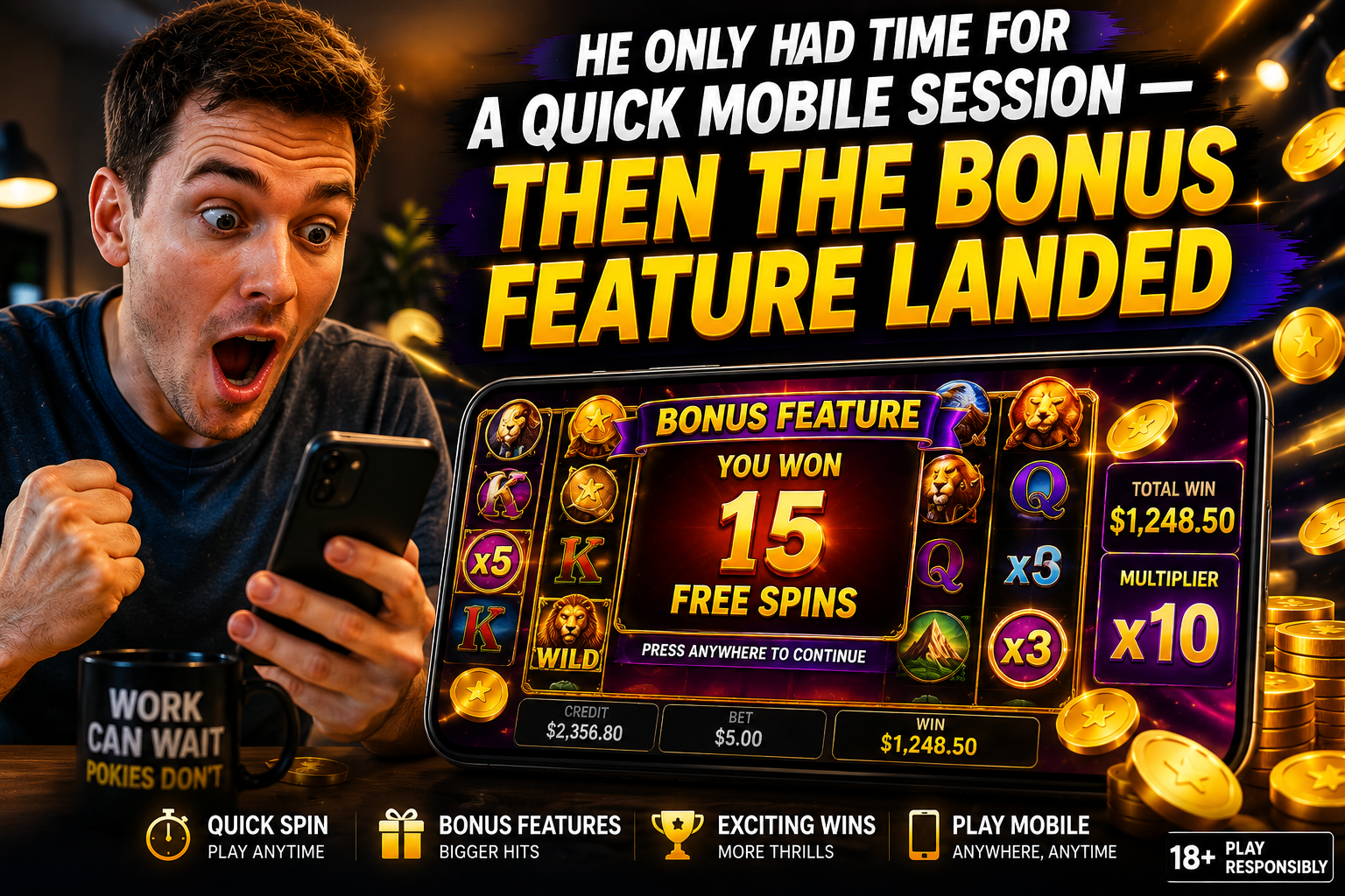 He Only Had Time for a Quick Mobile Session — Then the Bonus Feature Landed