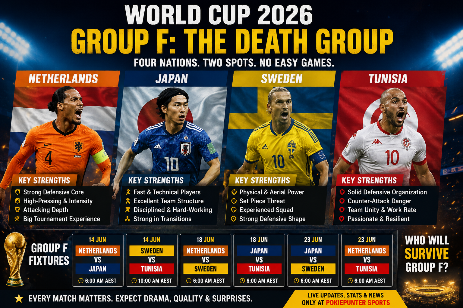 World Cup 2026 Group F Death Group: Netherlands, Japan, Sweden and Tunisia Compared